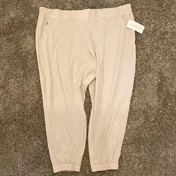 Athleta Brooklyn Jogger - NWT - size 26 - cream w ribbed side panel - Picture 1 of 7